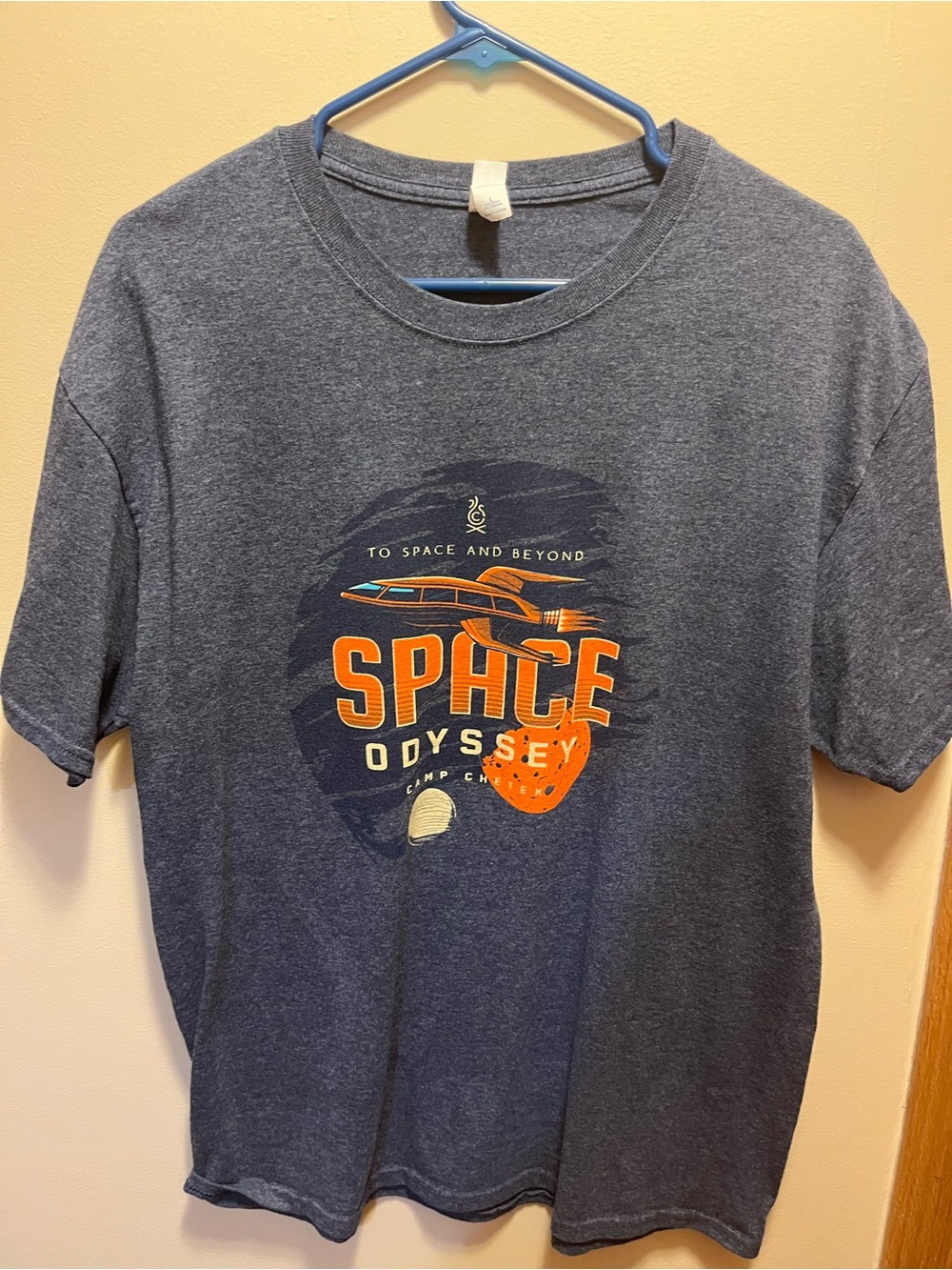 Space Odyssey Graphic Tee for Kids - Gray with Orange Print